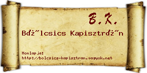 Bölcsics Kapisztrán névjegykártya